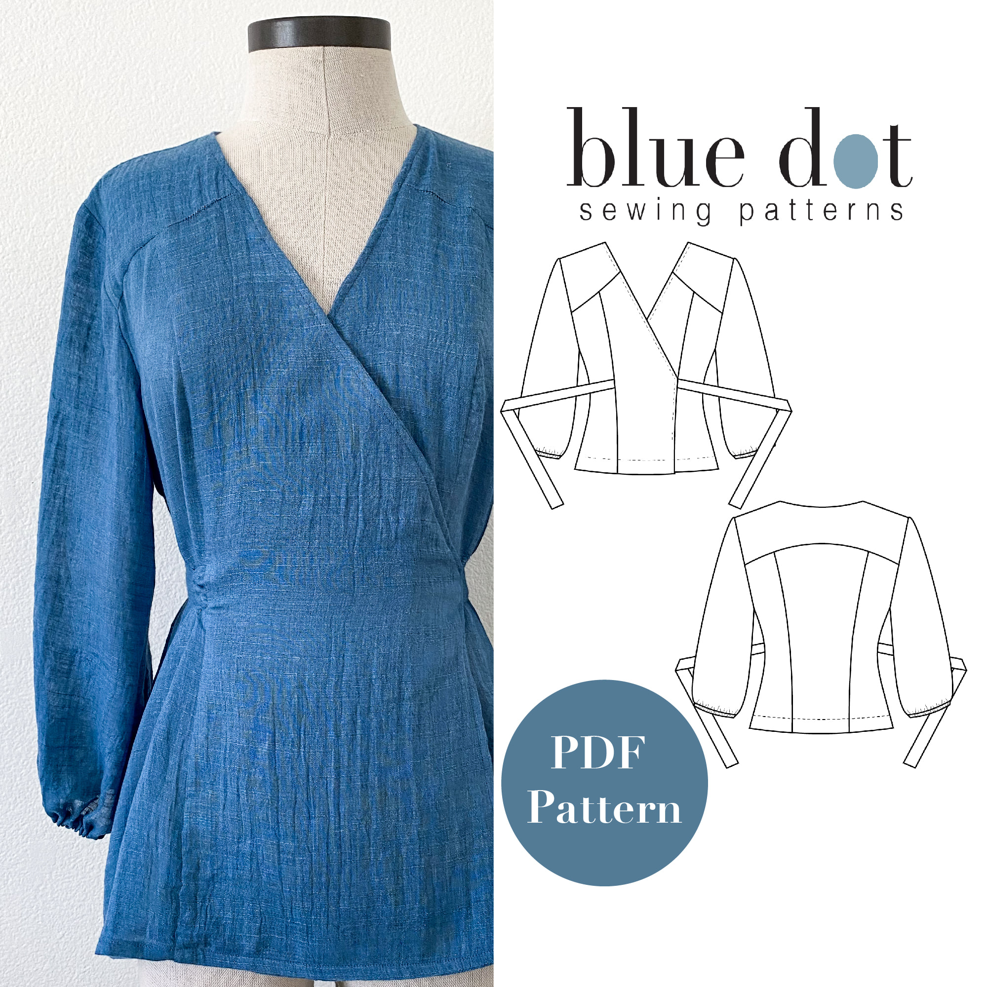 Andrea Wrap Dress Sewing Pattern PDF Womens