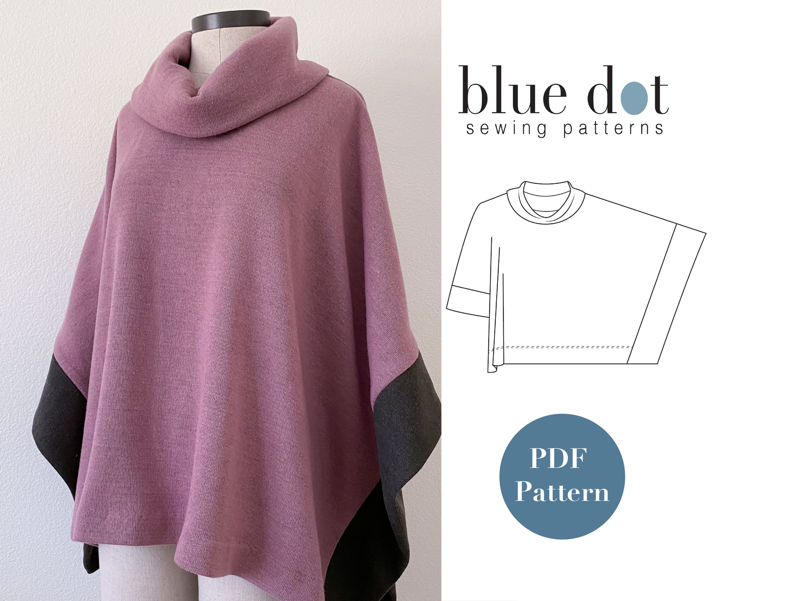 Wintertide Poncho - PDF Sewing Pattern with Copy Shop File